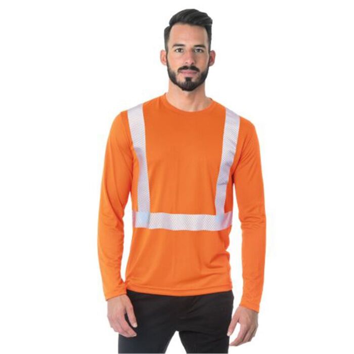 Unisex USA-Made Hi-Visibility Long Sleeve Performance T-Shirt - Segmented Tape Thumbnail