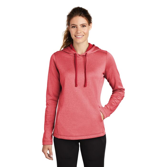 Ladies PosiCharge ® Sport Wick ® Heather Fleece Hooded Pullover Thumbnail
